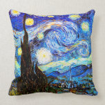 Van Gogh Starry Night Vintage Fine Art Throw Pillow
