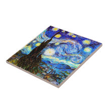 Van Gogh Starry Night, Vintage Fine Art Ceramic Tiles