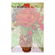 Van Gogh; Still Life: Red Poppies and Daisies Personalized Stationery