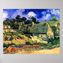 Van Gogh Thatched Cottages at Cordeville Poster