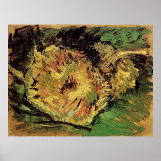 Van Gogh; Two Cut Sunflowers, Vintage Flowers Posters