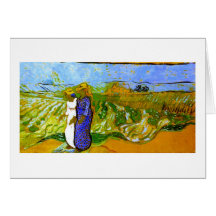 Van Gogh Two Women Crossing Fields Greeting Card