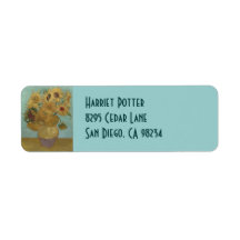Van Gogh Vase Twelve Sunflowers Return Address Label