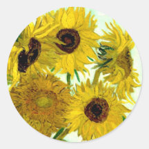 Van Gogh: Vase Twelve Sunflowers Vintage Fine Art Sticker