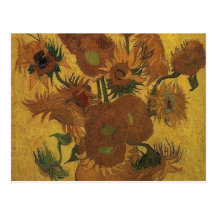 van gogh vase with fifteen sunflowers amsterdam postcard