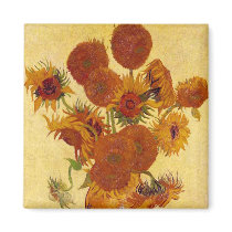 Van Gogh Vase with Fourteen Sunflowers Magnets