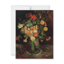 Van Gogh; Vase with Zinnias and Geraniums Custom Invitations