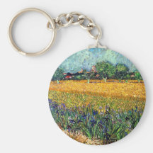 Van Gogh View Of Arles With Irises Keychain