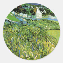 Van Gogh; Vineyards with a View of Auvers Round Sticker