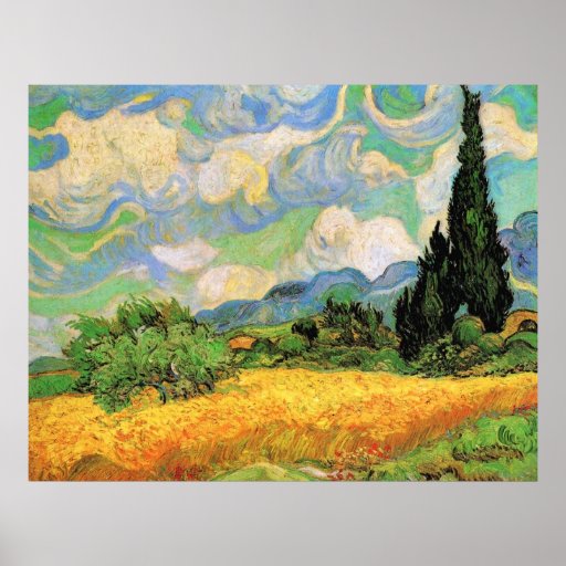 Van Gogh; Wheat Field w Cypresses at Haute Galline Print