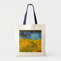 Van Gogh Wheat Field with Crows Vintage Farm Birds Canvas Bag