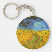 Van Gogh Wheat Field with Crows Vintage Farm Birds Keychains