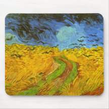 Van Gogh Wheat Field with Crows Vintage Farm Birds Mouse Pads