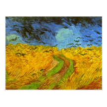 Van Gogh Wheat Field with Crows Vintage Farm Birds Postcard
