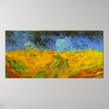 Van Gogh Wheat Field with Crows Vintage Farm Birds Poster