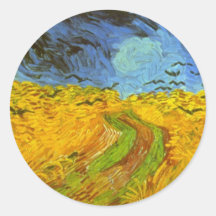 Van Gogh Wheat Field with Crows Vintage Farm Birds Sticker