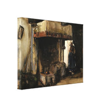 Van Gogh; Woman by a Hearth, Vintage Impressionism Gallery Wrap Canvas