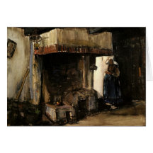 Van Gogh; Woman by a Hearth, Vintage Impressionism Greeting Card