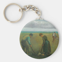 Van Gogh's Peasants or Farmers Planting Potatoes Keychains