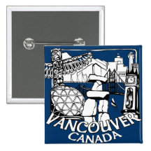 Vancouver Canada Souvenir Buttons Gastown Art Gift