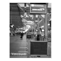 Vancouver - Empty Airport Black & White Postcard