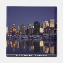 Vancouver skyline, British Columbia, Canada Magnets