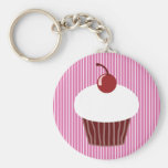 Vanilla Cupcake and Pink Stripes Key Chains