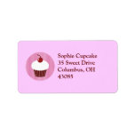 Vanilla Cupcake and Pink Stripes Custom Address Label