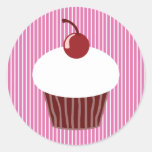 Vanilla Cupcake and Pink Stripes Stickers