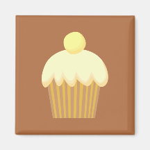 Vanilla Cupcake on Brown. Refrigerator Magnets