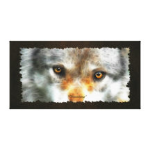 "VANISHING"  Grey Wolf Eyes Art Canvas Wall Print Stretched Canvas Print