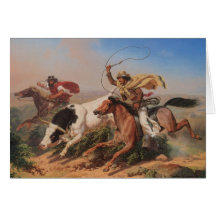 Vaqueros Roping a Steer Greeting Cards