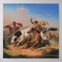 Vaqueros Roping a Steer Posters