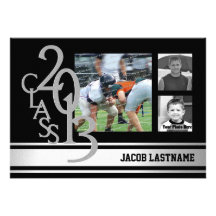 Varsity Stripe Tri Photo Graduate Custom Announcement