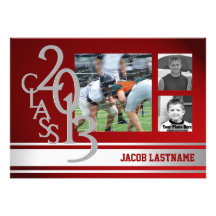 Varsity Stripe Tri Photo Graduate Custom Announcements