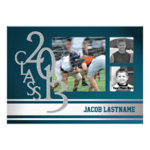 Varsity Stripe Tri Photo Graduate Invitations
