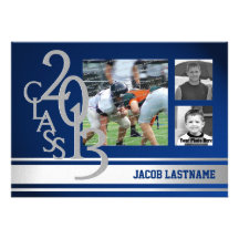 Varsity Stripe Tri Photo Graduate Invitations