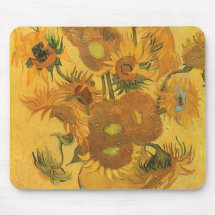 Vase 15 Sunflowers, van Gogh Vintage Impressionism Mouse Pads