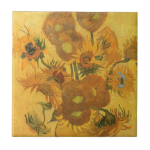 Vase 15 Sunflowers, van Gogh Vintage Impressionism Ceramic Tile