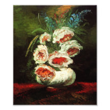 Vase à Van Gogh avec la copie de pivoines Photographie