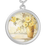 Vase de la vie de roses toujours jaunes colliers personnalisés