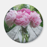 Vase of Pink Peonies Refrigerator Magnet