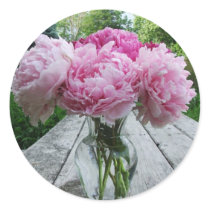 Vase of Pink Peony / Peonies Stickers Labels