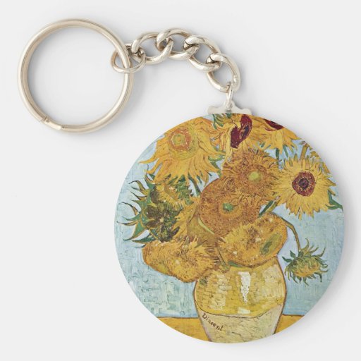 Vase With 12 Sunflowers By Vincent Van Gogh Keychain