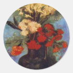 vase with carnations and other flowers vna Gogh Round Sticker