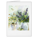 Vases purple on yellow greeting card