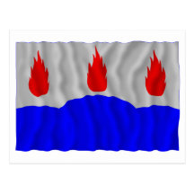 Västmanlands län waving flag post card