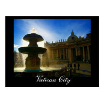 vatican city fountain post card