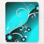 Vecteur floral argenté d'Aqua Tapis De Souris
