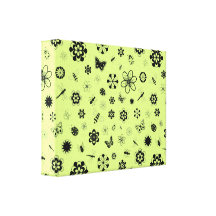 Vector Bugs & Flowers (Grass Green) Stretched Canvas Prints